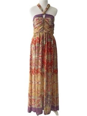 VICI Lovestitch Medford Printed Halter Maxi Dress Floral Paisley Medium